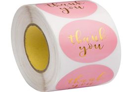 Pink Paper Label Aufkleber Gold Dankes Aufkleber Scrapbooking 500pcs für Hochzeitsgeschenkkarten Business Packaging Stationery Aufkleber Y5682833