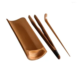 Teaware Sets 3pcs Bamboo Tea Set Making Tool Kit Ceremony Utensil Kitchen Accessories