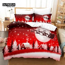 Bedding Sets Christmas Santa Duvet Cover Set Sleigh Soft Comfortable Breathable For Bedroom Guest Room