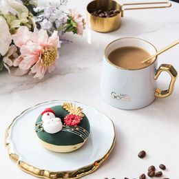 Mugs 190ml Light Luxury Coffee Cup Phnom Penh Ceramic Mug Nordic Style Golden Handle Spoon And Saucer Afternoon Tea Set Breakfast