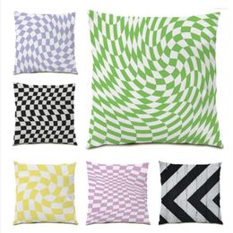 Pillow Color Geometry Cover 45x45 Living Room Decoration Polyester Linen Throw Covers Gift Simple Velvet Line Sofa E0021