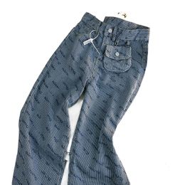 Весеннее лето женщины по логотипа джинсовые джинсы брюки с высокой талией свободные дизайнерские брюки Sml