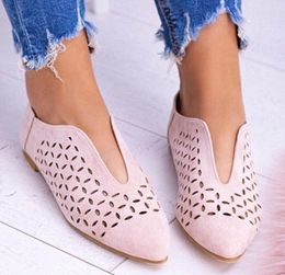 Fitness Shoes Summer Women Flat Soft Casual Loafers Female Ballet Flats Sweet Cut Out Suede Slip On Moccasins Breathable Ladies Footwear