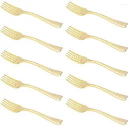 Disposable Flatware 4 Inches Mini Gold Plastic Forks Heavy Duty Fruit Dessert Cutlery Silverware Perfect For Weddings Parties