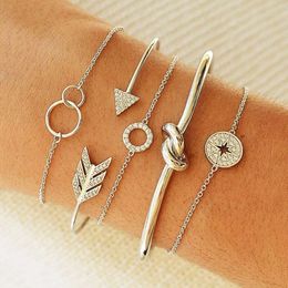 2019 New Bohemian Style Alloy Knot Diamond Arrow Circle Personalized Bracelet Set