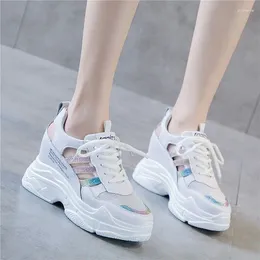 Fitness Shoes 2024 Summer Women Sneakers Mesh High Platform Trainers White 6CM Heels Wedges Sandals Breathable Woman Casual Outdoor Shoe