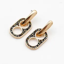 Dangle Earrings Pave Black Glass Stones For Women Hollow Drop Design Styles Fashion Trendy Jewellery Gifts Party Accessories2024103