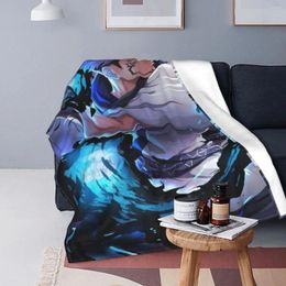 Blankets Ryoumen Sukuna Knitted Blanket Jujutsu Kaisen Anime Flannel Throw Bedding Couch Portable Soft Warm Bedspreads