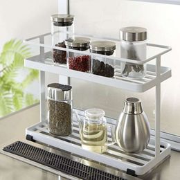 Simple Kitchen Double Layer Seasoning Rack Bathroom Storage Rack Kitchen Rack 377