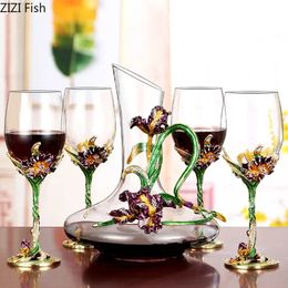 Crystal Glass Goblet Wine Decanter Rack European Style Home Decoration Glasses Suit 240415