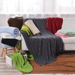 Blankets Cotton High Quality Handmade Soft Knit Blanket Bed Beige Red Brown Blue White Gray Pink Sofa