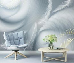 Wallpapers Custom Nordic Minimalist Abstract White Feather Po Wall Papers Home Decor Tv Background 3D Mural Wallpaper For Bedroom Walls