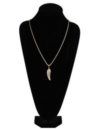 FashionGold White Gold Iced Out CZ Zirconia Lovers Angel Wing Necklace Chain Hip Hop Feather Wing Rapper Jewelry Gifts fo8013715