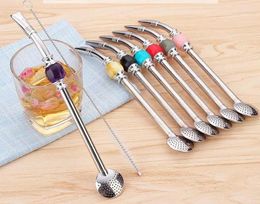 Drinking Straws Stainless Steel Yerba Mate Tea Bombilla Gourd Reusable Filtered Spoon Straw Free Dhl Wholesale