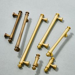 Solid Vintage Brass Cupboard Kitchen Pulls Wardrobe Furniture Knob Copper Drawer Cabinet Handles European For 240415