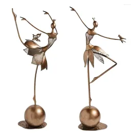 Decorative Figurines Ballet Dance Girl Statues Garden Ornament Can Stand Upright Metal Ballerina Figurine Indoor Outdoor Crafts Home