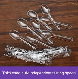 Disposable Flatware 100 Pcs Plastic Spoons Transparent Spoon Utensils For Jelly Ice Cream Dessert Appetizer Kitchen Accessories GH912