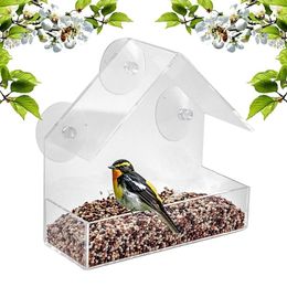 Other Bird Supplies Suction Cup Feeder Transparent Window Tray Hanging House Shape Pet Outdoor Garden Food Dispenser