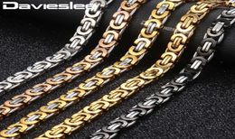 Chains Davieslee Necklace For Men Flat Byzantine Link Silver Black Gold Chain Stainless Steel Whole Vintage Jewellery 6811mm L7805311