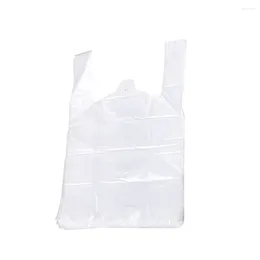 Storage Bags 100 Pcs White Bag Shopping Plastic Handle Large Grocery T- Shirt