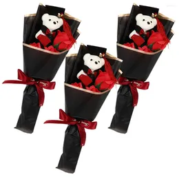 Decorative Flowers 3 Pcs Flower Girl Gift Graduation Bouquet Gifts Her 2024 Soap Stuffed Bear Miss