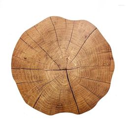 Table Mats 2pcs Imitation Wood Grain Placemat Round Mat For Dining Non Slip Placemats Kitchen Heat Insulation Bowl