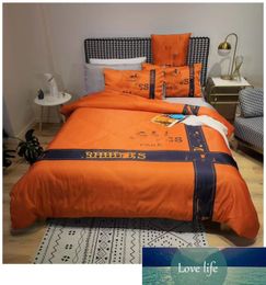 Lux New Foreign Trade Fashion Brand Ice Silk Four-Piece Set Washed Silks Big Brands Bedding Large Version Cross-Border Wholesale