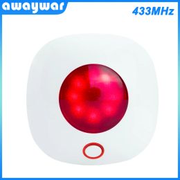 System Awaywar 433MHz Loud Indoor Siren Wireless Flashing Alarm Horn Red Light Strobe Siren For GSM Home and Business Alarm Security