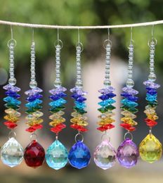 7PCS Clear 40mm K9 Crystal Ball Pendant Hanging Rainbow Suncatcher Handcrafts Christmas Glass Ornaments Gift W02640mm7605208