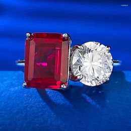 Cluster Rings S925 Silver 8 10 Pigeon Blood Red Ring Cross Border Wholesale On