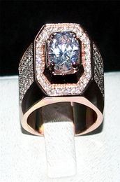 luxury Men 925 Sterling Silver Rose Gold Rings finger jewelry Eternal 66mm 12ct Diamond Zircon Cocktail Wedding ring For Men Boy4650922