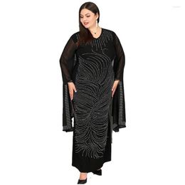 Plus Size Dresses Long Women With Diamond Ankle Length Robes Fashion Solid Elegant Streetwear Oversize Party Maxi Dress 2022 Drop Deli Dhjbb