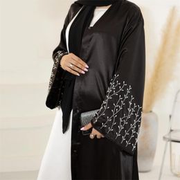 Ethnic Clothing Eid Ramadan Beaded Abaya For Women Muslim Modest Dress Dubai Turkey Kaftan Kimono Cardigan Islamic Jalabiya Arabic Robe