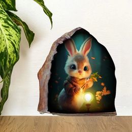 Funny Mouse Hole Wall Stickers Waterproof Cartoon Home Decoration Living Room Decals 240410