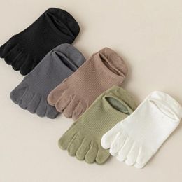 Men's Socks Solid Colour Open Toe Fashion Short Cotton Elastic Man Finger Sock Sweat-absorbing