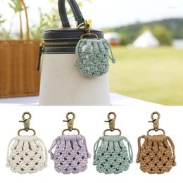 Storage Bags Headphone Bag Organiser Drawstring Woven Net Earphone Pouch Cute Protective Case Cover Pendant Mini