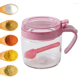 Storage Bottles Seasoning Jar With Spoon Portable Bottle Lid Large Capacity Salt Pepper Sugar Container Kitchen Suppl