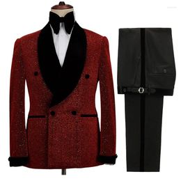 Men's Suits 2024 European And American Suit (suit Trousers) Dress Wedding Groom Fashion Man Double-breasted Two-piece Set