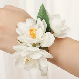 Decorative Flowers Hand Wrist Bracelets Exquisite Adjustable Delicate Fabric Floral For Wedding