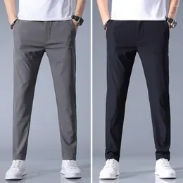 Men's Pants Stylish Men Summer Slim Fit Mid Waist Suit Elastic Soft Trousers Male Clothes