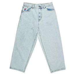 Jeans designer maschile retrò hip hop cartone animato graphic streetwear denim y2k grande boy boy ricamare jorts jorts hauku palescone maschi