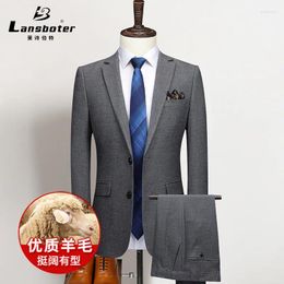 Men's Suits Suit Slim Fit Solid Colour Business Dress Simple Casual 2 Pieces Set Korean Edition Coat With Pants