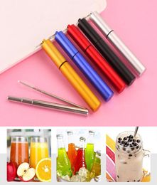 Collapsible Metal Straw Set Outdoor Portable Reusable Drinking Straw With Brush Stainless Steel Foldable Straws Bar Kitchen Tool D5456188