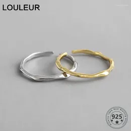 Cluster Rings LouLeur 925 Sterling Silver Open Ring INS Cold & Cool Minimalist Face Finger For Women Statement Adjustable Thin