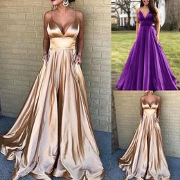 Casual Dresses Satin Slip Dress Evening Party Prom Women Wedding Low Cut Sexy Floor Length High Waisted Sleeveless Backless Luxury