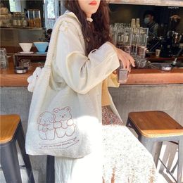 Evening Bags Women Soft Plush Tote Simple Warm Cloth Shopper Embroidery Bear Handbag Shoulder Bag Purses For Girls