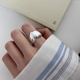 Cluster Rings Fashion 925 Silver Open Finger Ring Heart Love Thick Gold Colour Stackable For Women Girl Jewellery Gift Dropship Wholesale