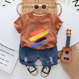 Clothing Sets Toddler Boy Outfit Set 2024 Summer Clothes For Kids Fashion Printed Pullover Short Sleeve T-shirts And Shorts Boys Tracksuits