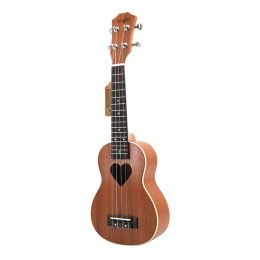 Guitar 21Inch Ukulele Soprano FourStrings Hawaii Mini Guitar Ukulele Acoustic Guitar Heart Pattern for Beginners Adult Starter