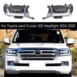 Car Styling Daytime Running Lights Streamer Turn Signal Indicator High Beam Angel Eye For Toyota Land Cruiser LC200 LED Headlight 16-20